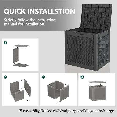 Miniatura 7 de LHBGO Caja de almacenamiento para exteriores de 31 galones, caja de almacenamiento de resina para exteriores, caja de almacenamiento para terraza