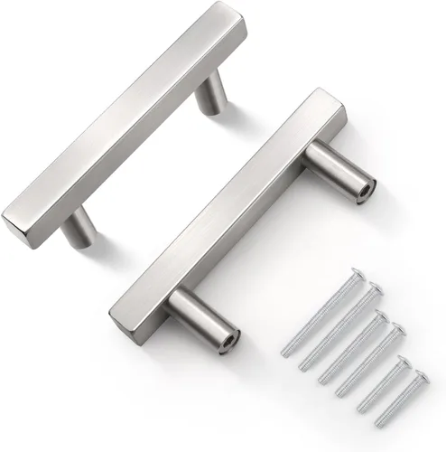 Miniatura 21 de KNOBWELL - Paquete de 5 tiradores modernos de acero inoxidable para puertas de armarios, cajones de cocina, baño, distancia entre agujeros 2.52 Negro