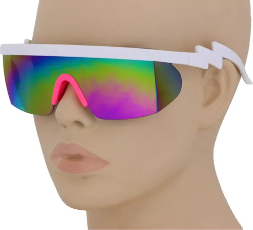 Miniatura 3 de Flawless Eyewear - Gafas de seguridad parcialmente sin marco estilo retro mica con reflejo de arco iris gafas de sol patas en zigzag