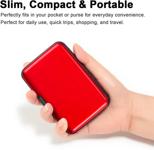Miniatura 2 de Soporte para tarjetas de crédito, cartera metálica con bloqueo RFID para tarjetas de identificación para mujeres y hombres, funda rígida de aluminio