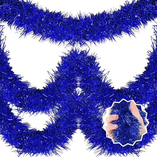 Miniatura 15 de Guirnalda de Oropel de Navidad Negra de 50 Pies, Pancarta de Giro de Papel Metálico, Serpentinas de Oropel Colgantes para Pared, Telón de Fondo