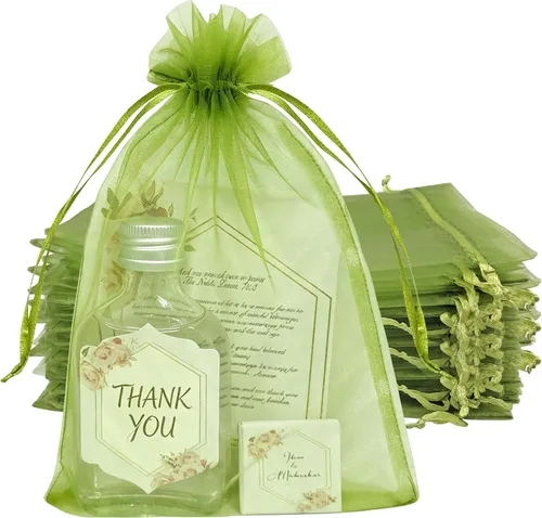 Miniatura 12 de 100 bolsas de regalo verdes de organza de 6 x 9 pulgadas, pequeña bolsa de malla con cordón para joyería, bolsa de regalo para el día de San