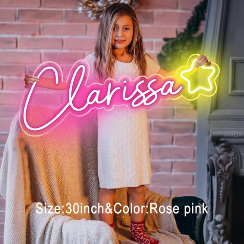 Miniatura 4 de Letrero de neón personalizado – Letrero de neón LED personalizado con nombre para decoración de pared, dormitorio, regalos de cumpleaños para niñas