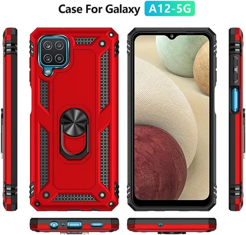 Miniatura 5 de Funda para Samsung Galaxy A12, Samsung A12 con protector de pantalla HD, [grado militar de 16 pies probada en caídas], anillo protector a prueba