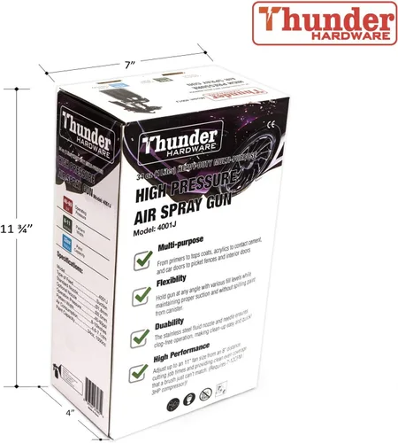 Miniatura 5 de Thunder Hardware 4001J - Pistola rociadora de alimentación por sifón de 34 onzas, boquilla de 0.06 pulgadas para una variedad de pinturas de baja