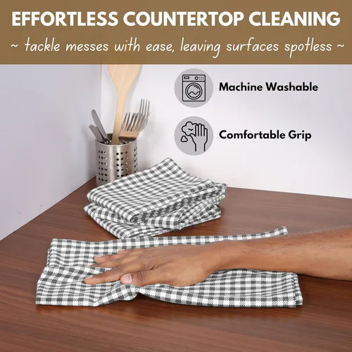 Miniatura 5 de Native Fab Paquete de 12 toallas de cocina a cuadros a cuadros, de algodón, duradero, lavable, de 16 x 26 pulgadas, paños de cocina, suaves y Gris