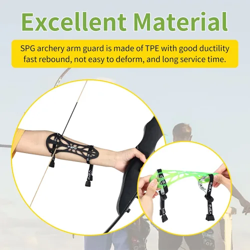 Miniatura 4 de SPG Protector de brazo de tiro con arco, ajustable, profesional, protector de antebrazo, para adultos, jóvenes, hombres, mujeres, competición, tiro