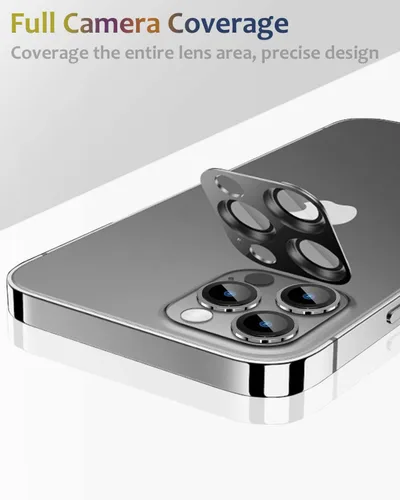 Miniatura 6 de Protector de lente de cámara de metal compatible con iPhone 13 Pro Max/iPhone 13 Pro Cubierta de cámara de metal Protector de pantalla de vidrio
