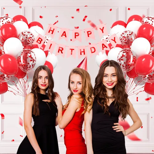 Miniatura 7 de 60 globos rojos y blancos de 12 pulgadas con globos de confeti blanco y rojo para boda, compromiso, Navidad, día de San Valentín, cumpleaños, Rojo