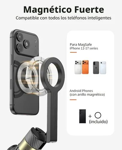 Miniatura 2 de Vimose Monopod - Trípode magnético para iPhone, mini trípode para selfie stick para Magsafe, trípode de viaje portátil giratorio de 360°, soporte