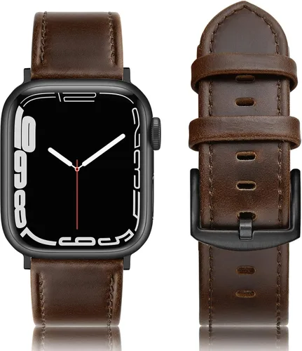 Miniatura 21 de Correa de cuero compatible con correas de Apple Watch de 1.811 in, 1.772 in, 1.732 in, 1.654 in (Serie 1/2/3) para hombres y mujeres, correa