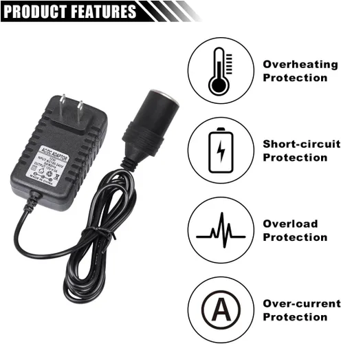 Miniatura 4 de Convertidor de CA a CC, 100-240V a 12V DC, adaptador para toma de encendedor de cigarrillos de coche, 2A 24W, fuente de alimentación CA/CC