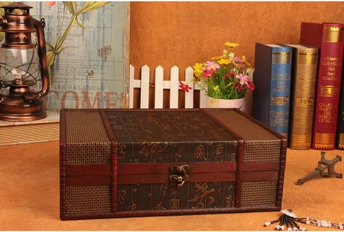 Miniatura 3 de Cabilock Organizador de collares, cajas de almacenamiento de escritorio de madera, caja del tesoro de madera para libros, caja de documentos