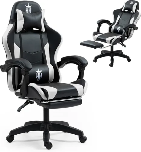 Miniatura 12 de Gaming Chair with Footrest Ergonomic Computer Chair for Adult, Adjustable Headrest, Lumbar Pillow, Large Size Reclining Gaming Chair Big and Tall