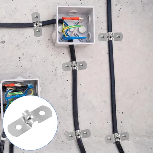 Miniatura 6 de 50 piezas de 1/4 de pulgada con dos agujeros de correa en U, abrazadera rígida M5 para tubería de acero inoxidable, abrazadera de conducto