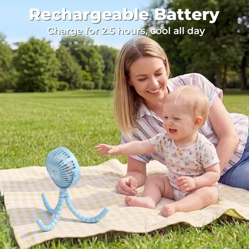 Miniatura 4 de AMACOOL Ventilador de cochecito a pilas, esenciales de viaje para bebés para la playa, Disney, para recién nacidos, regalos de baby shower, búsqueda