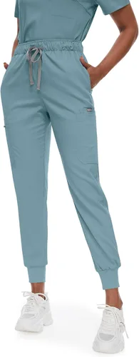 Miniatura 3 de niaahinn Conjunto de uniforme médico para mujer con cuello en V clásico y pantalones deportivos de yoga, uniforme médico de enfermería