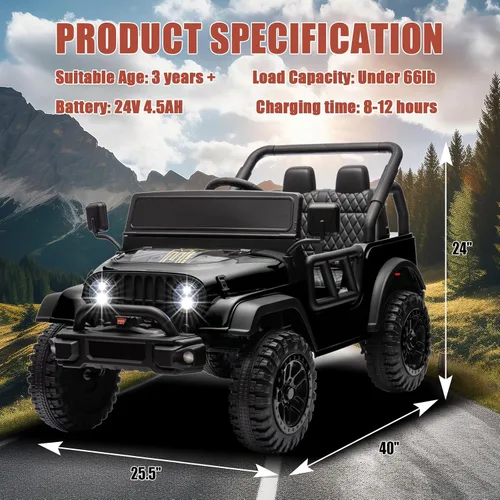 Miniatura 5 de POSTACK - Vehículo de juguete de 24 V con control remoto parental, 4x4, vehículo eléctrico con batería, 4WD, juguete UTV para niños para conducir 24