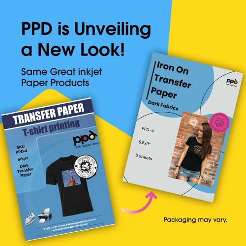Miniatura 2 de PPD - Papel de transferencia térmica para camisetas de color oscuro para impresora de inyección de tinta, LTR, paquete de 5 hojas de 8.5 x 11