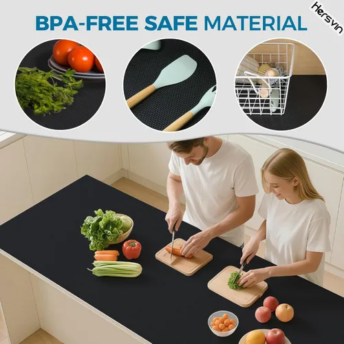 Miniatura 4 de Hersvin Revestimientos para estantes, alfombrillas de cajón de cocina de 12 pulgadas x 20 pies, protector de armario de EVA no adhesivo, forro