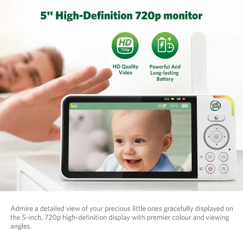 Miniatura 6 de LeapFrog Monitor de bebé LF925HD con cámara y audio, monitor de bebé de acceso remoto WiFi de 1080p, cámara panorámica e inclinación de 360°, zoom