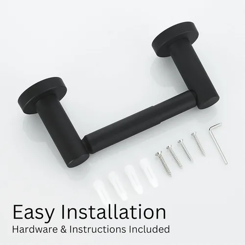 Miniatura 6 de MARMOLUX ACC Soporte para papel higiénico negro mate, soporte para papel higiénico negro montado en la pared, diseño pivotante en acero inoxidable
