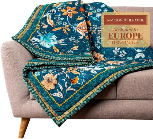 Miniatura 26 de Maison d' Hermine Manta para sofá, ligera y suave, cálida y transpirable, de algodón, para cama, para niñas, niños, mujeres, hombres, regalos, sofá