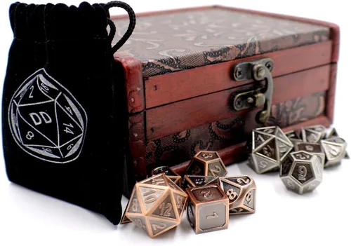 Miniatura 5 de Dos juegos de rol de dados de metal con baúl de almacenamiento para juegos de mesa
