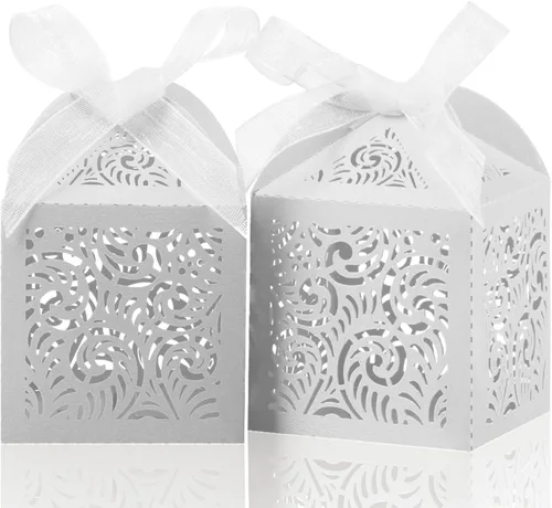 Miniatura 13 de COTOPHER 60 cajas de recuerdo cortadas con láser, caja de regalo pequeña de 2 x 2 x 2.75 pulgadas para regalos, recuerdos de fiesta de boda