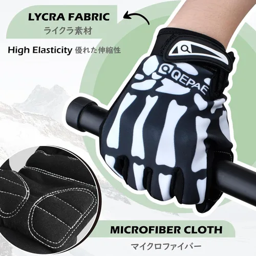 Miniatura 3 de TRIWONDER Guantes de esqueleto, guantes de ciclismo, guantes de calavera para hombres, mujeres, niños, para bicicleta, motocicletas, deportes