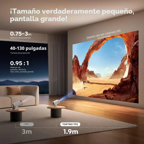 Miniatura 3 de Mini-proyector con WiFi6 y Bluetooth bidireccional 5.4, soporte 1080P 4K, [aplicaciones integradas y Android 14 2026] Proyector de película portátil
