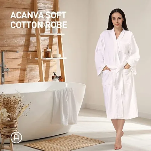 Miniatura 3 de Acanva Women's & Men's Terry Robe Plush Cotton Spa Kimono Bathrobe
