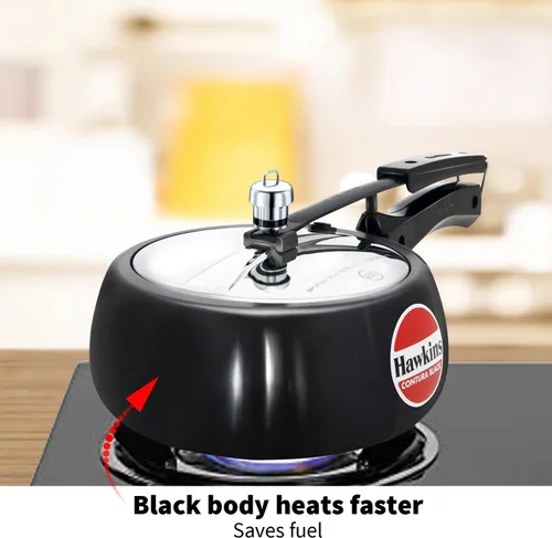 Miniatura 4 de Hawkins Olla a presión Contura negra de 3,5 litros, cocina de tapa interior anodizada dura, cocina Handi, negro (CB35)