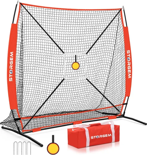 Miniatura 9 de Storgem 6'X6' Baseball Softball Practice Net, Portable Baseball Net for Batting, Hitting, Pitching and Fielding, with Carry Bag, Strike Zone and Bow