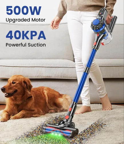 Miniatura 2 de KARDV Aspiradora inalámbrica, aspiradora de 500 W/40 Kpa para el hogar, aspiradora de palo de 60 minutos con pantalla LED, carga antienredos