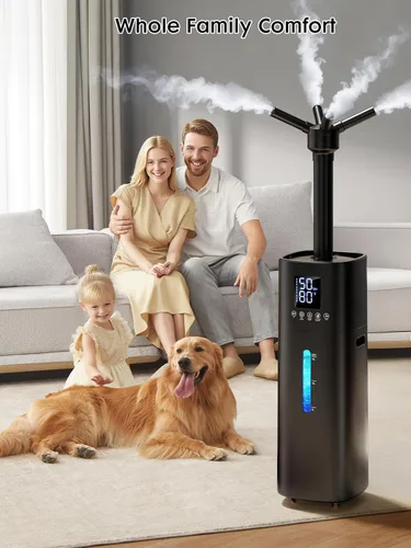 Miniatura 8 de Humidificador Nexva de 15L/4Gal para Habitación Grande, Neblina de 600mL/h, Cobertura de 1200 pies², Control Automático de Humedad, Tiempo de Negro