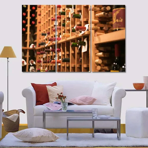 Miniatura 48 de Obra de arte para paredes del hogar, 3 paneles de letras de vino tinto, pinturas de corcho, impresiones HD, arte de pared de corcho de vino sobre