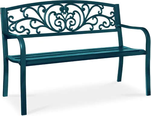 Miniatura 17 de Mejor Elección Productos 50 in patio parque banco de jardín patio marco de acero inoxidable muebles al aire porche silla, L, Negro
