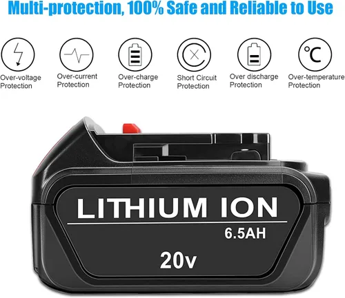 Miniatura 5 de Paquete de 2 baterías de repuesto de 6.5Ah compatibles con DeWalt 20V Max DCB200 DCB204 DCB206 DCB201 DCB203 compatible con herramientas eléctricas