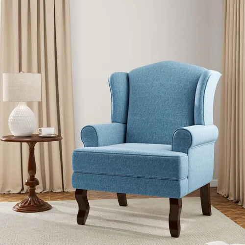 Miniatura 19 de Silla decorativa, sillón tapizado con respaldo alto con esponja de alta resistencia y patas de madera, sillas individuales modernas y cómodas de Un