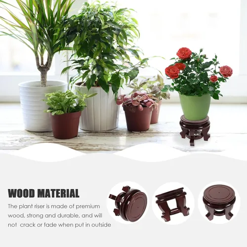 Miniatura 9 de BESTOYARD Base de maceta de madera asiática Soporte de jarrón de madera Soporte para plantas de madera Maceta de madera Plantas suculentas