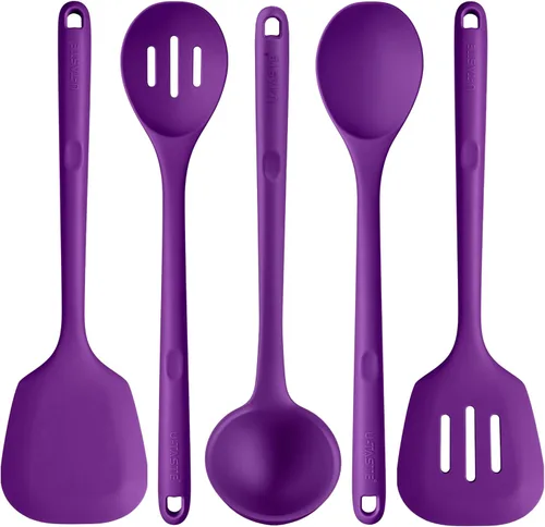 Juego de utensilios de cocina de silicona: U-Taste resistente al calor de 600ºF, herramientas de cocina extra largas de 13.6 pulgadas, espátula, (6)