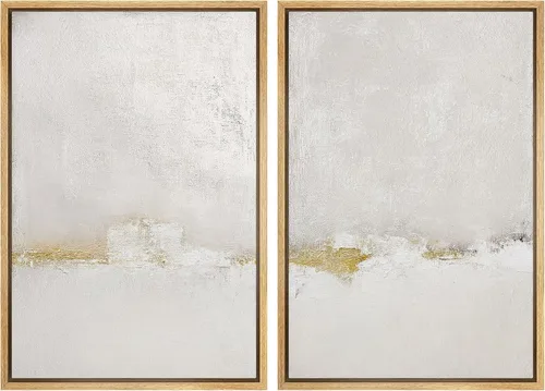 Miniatura 11 de SIGNWIN Lienzo enmarcado para pared, ilustraciones abstractas texturizadas en tonos beige terrosos, arte moderno, decorativo, contemporáneo