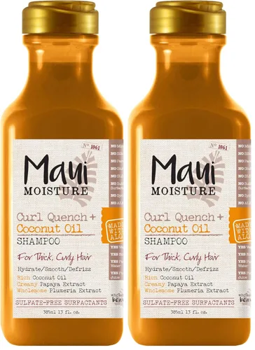 Miniatura 14 de Maui Moisture Curl Quench + Champú de aceite de coco + acondicionador para hidratar y desenredar el cabello rizado apretado, champú suavizante