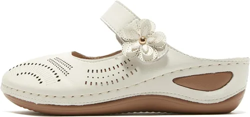 Miniatura 2 de TRULAND Zuecos Mary Jane de cuero para mujer, sin cordones, informales, cómodos, con soporte para el arco