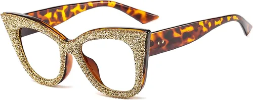 Miniatura 2 de Gafas de lectura con diseño de ojo de gato, con diamantes de imitación brillantes, montura de diamante negro, lentes para lector de luz azul