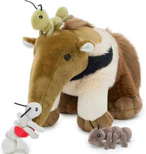 Miniatura 25 de Muiteiur Triceratops - Animal de peluche gigante de dinosaurio para mamá con 3 bebés pequeños, juguete de dinosaurio de felpa suave verde, regalo