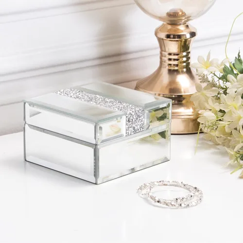 Miniatura 3 de Timetrace Caja pequeña de cristal de diamante plateado, joyero de cristal, caja decorativa, caja de recuerdos, organizador de joyas, organizador
