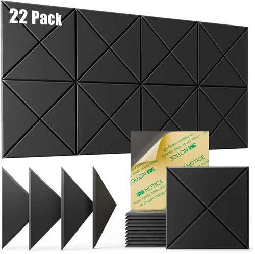 Miniatura 12 de Paquete de 22 paneles acústicos autoadhesivos, 12"X 12"X 0.4" paneles de espuma insonorizante, paneles de pared insonorizados de alta densidad