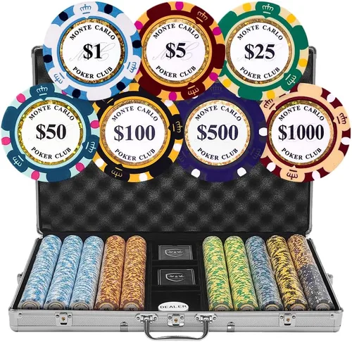 Miniatura 7 de 1000pcs 0.49 oz Monte Carlo Poker Club Poker Chips Set con construcción personalizada (1000 fichas de acrílico caso)